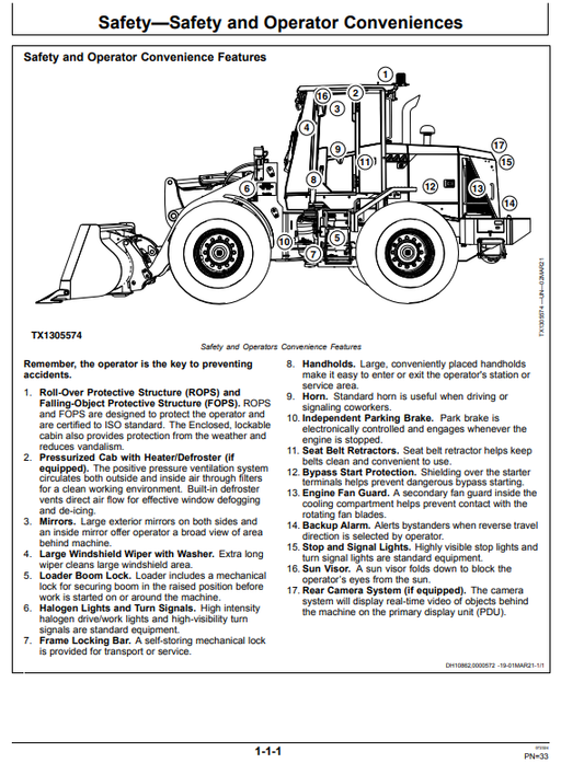 JOHN DEERE 444 G-TIER, GEN-A 4WD LOADER OPERATOR MANUAL OMT440975X019