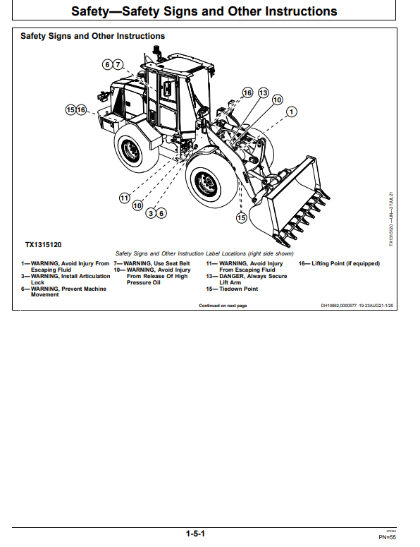 JOHN DEERE 444 G-TIER, GEN-A 4WD LOADER OPERATOR MANUAL OMT440975X019