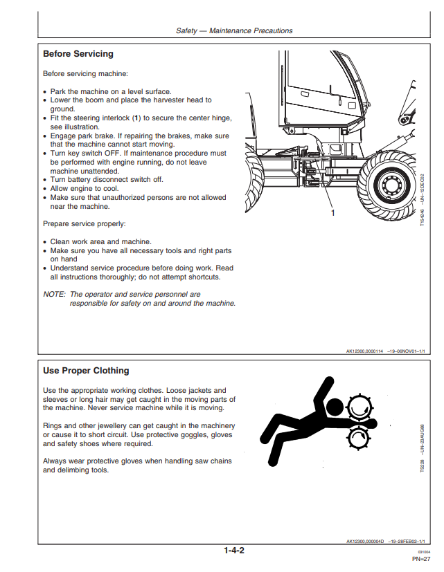 JOHN DEERE 1270D HARVESTER OPERATOR MANUAL OMF066533