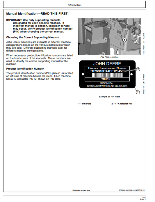 JOHN DEERE 260E AND 310E ARTICULATED DUMP TRUCK OPERATOR MANUAL OMT363010X19