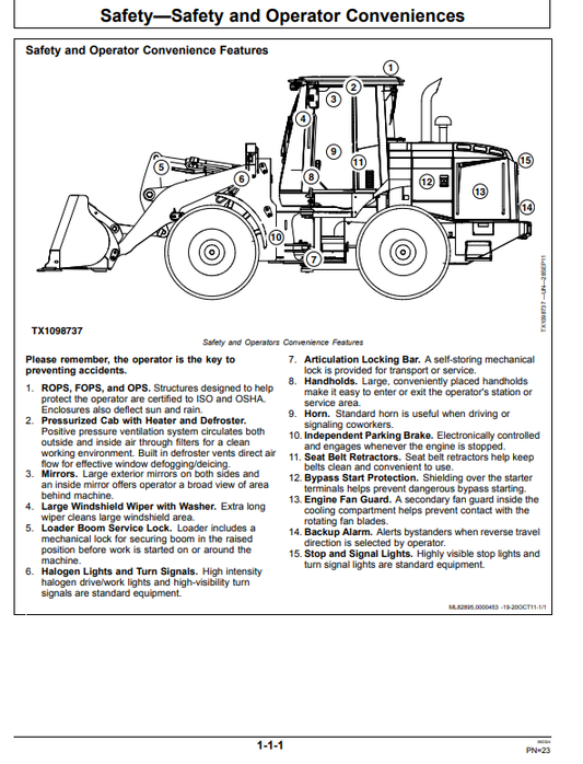 JOHN DEERE 544K 4WD LOADER OPERATOR MANUAL OMT231639