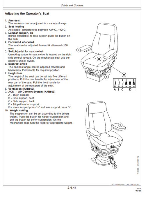 JOHN DEERE 1270D HARVESTER OPERATOR MANUAL OMF066998