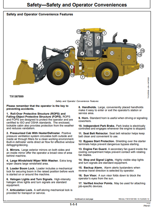 JOHN DEERE 624 P 4WD LOADER OPERATOR MANUAL OMT495781X019
