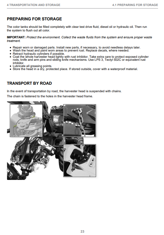 JOHN DEERE H414 HARVESTER HEAD OPERATOR INSTRUCTION MANUAL F074202