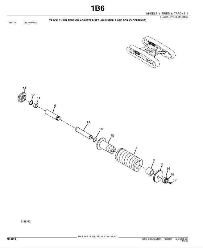 JOHN DEERE 120C EXCAVATOR PARTS CATALOG MANUAL PC2899