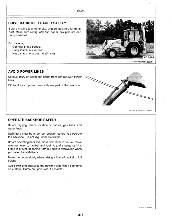 JOHN DEERE 415 B, 515 B BACKHOE LOADER OPERATOR MANUAL OMCD16146