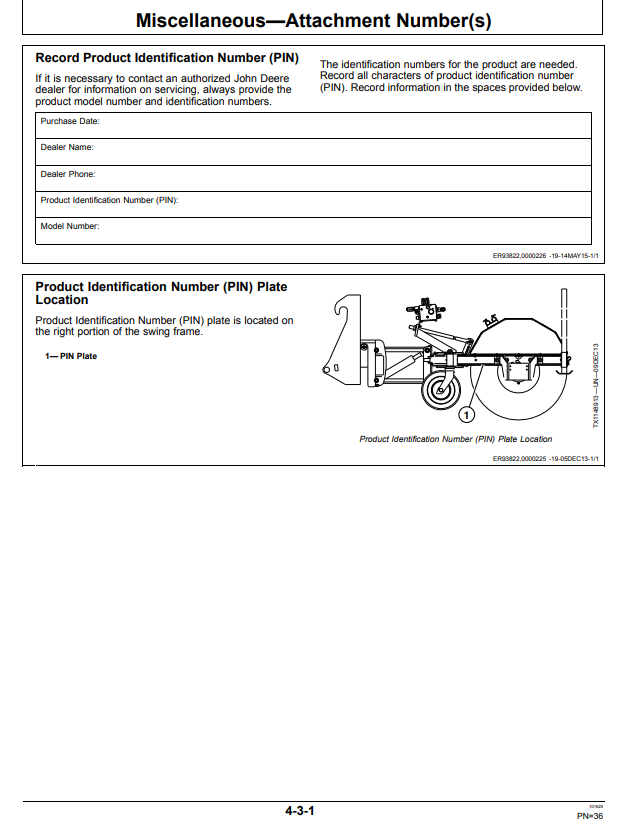 JOHN DEERE BA96 ANGLE BROOM OPERATOR MANUAL OMT345436X19