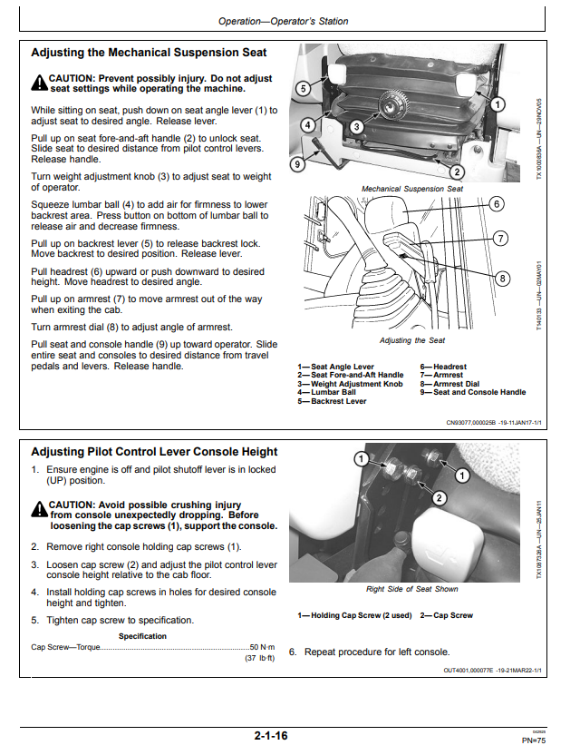 JOHN DEERE 250GLC EXCAVATOR OPERATOR MANUAL OMT457226X019