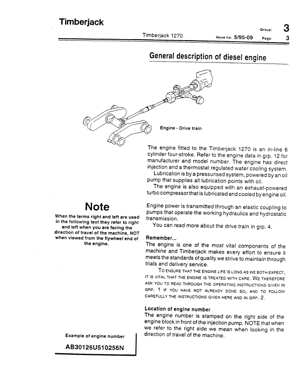JOHN DEERE 1270 TIMBERJACK OPERATOR, SERVICE MANUAL F026835