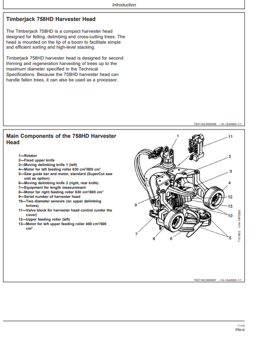 JOHN DEERE 758HD HARVESTER HEAD OPERATOR AND MAINTENANCE MANUAL OMF067251