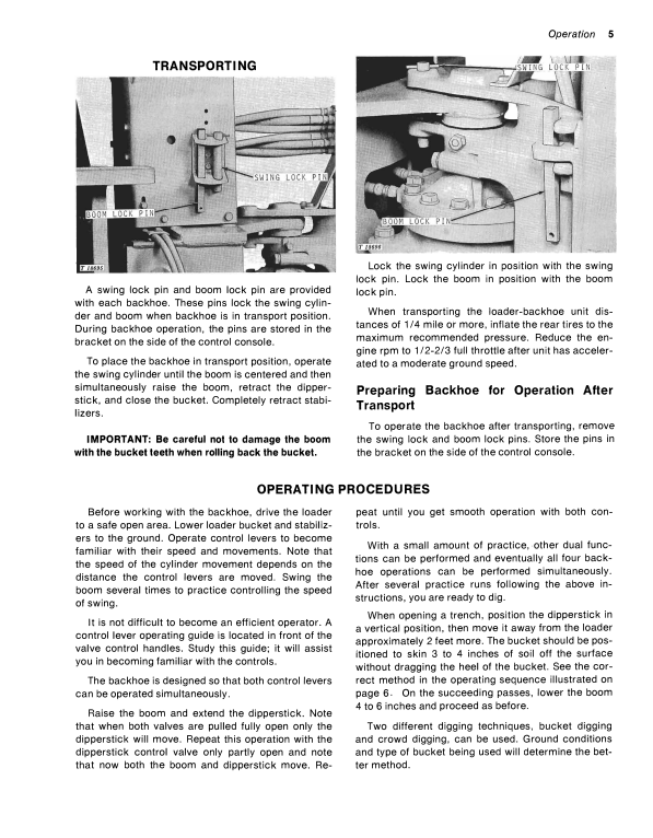 JOHN DEERE 93 SERIES -A BACKH0E FOR JD544 AND JD644 LOADER OPERATOR MANUAL OMT33071