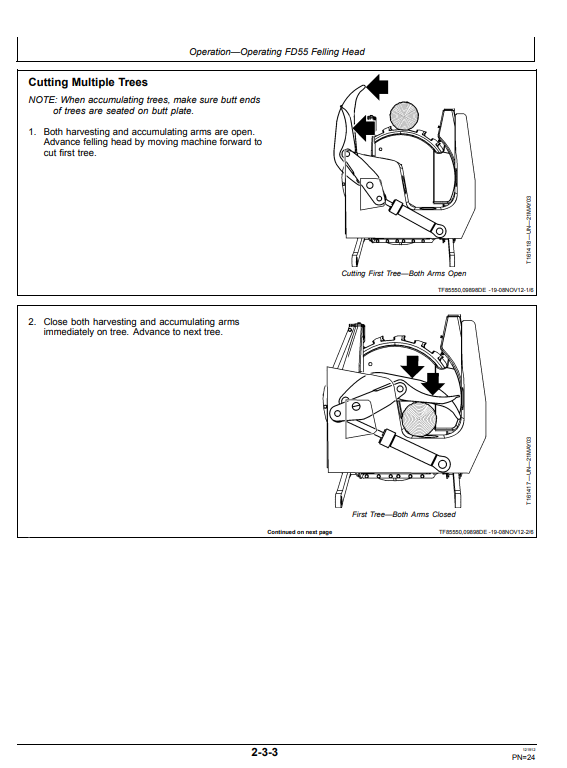 JOHN DEERE FD55 DISK SAW FELLING HEAD OPERATOR MANUAL OMT265884
