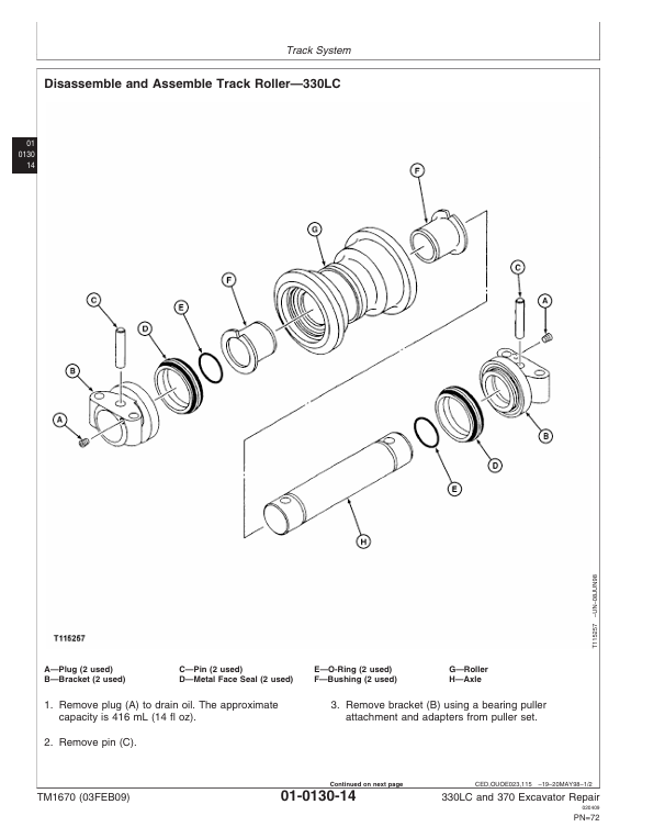 JOHN DEERE 330LC AND 370 EXCAVATOR REPAIR TECHNICAL MANUAL TM1670
