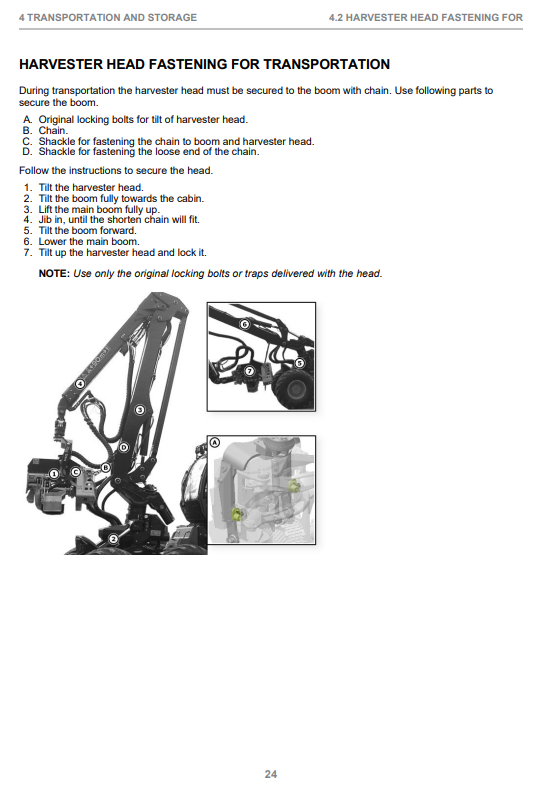 JOHN DEERE H415 HARVESTER HEAD OPERATOR INSTRUCTION MANUAL F679011