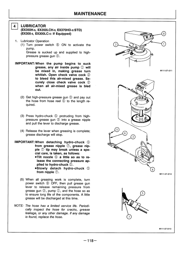 HITACHI EX300-5, EX350LC-5, EX350H-5, EX350LCH-5, EX370HD-5 EXCAVATOR OPERATOR MANUAL EM1H111