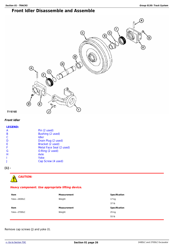 JOHN DEERE 240DLC AND 270DLC EXCAVATOR REPAIR TECHNICAL MANUAL TM2323