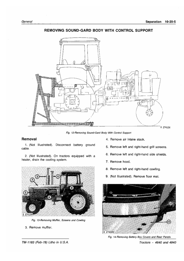 JOHN DEERE 4640 AND 4840 TRACTOR TECHNICAL MANUAL TM1183