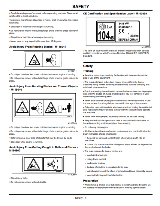 JOHN DEERE Z425 EZTRAK OPERATOR MANUAL OMM162964