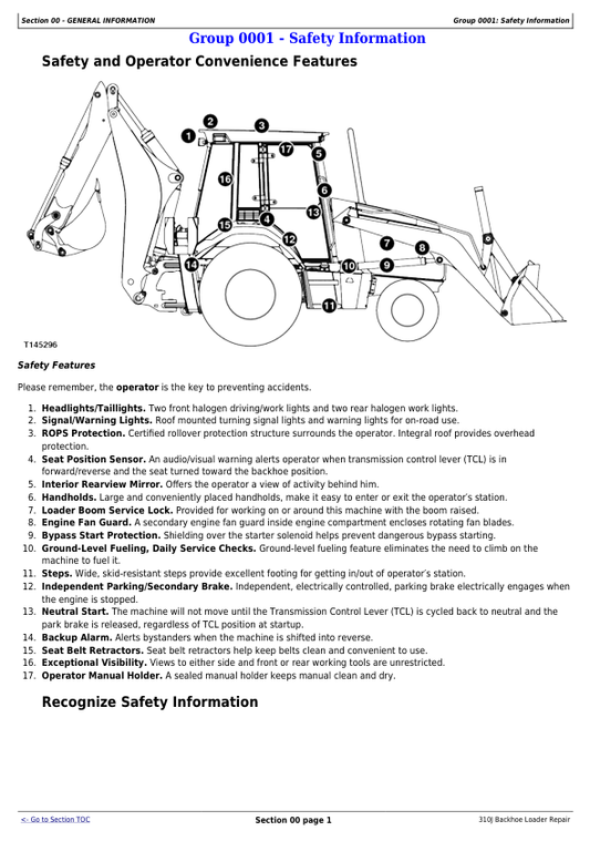 JOHN DEERE 310J BACKHOE LOADER REPAIR TECHNICAL MANUAL TM10145