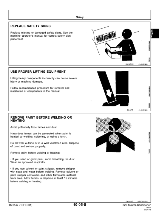 JOHN DEERE 820 MOWER-CONDITIONER TECHNICAL MANUAL TM1547