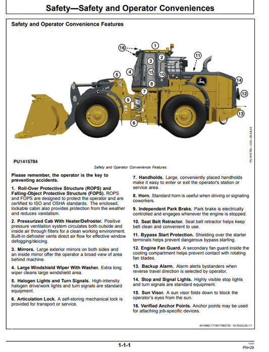 JOHN DEERE 844 P AND 904 P 4WD LOADER OPERATOR MANUAL OMT473521X019