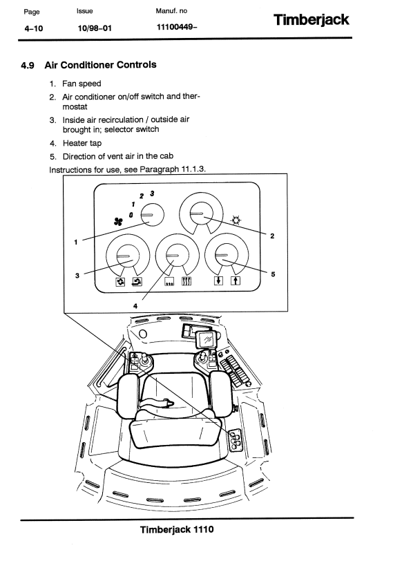 JOHN DEERE 1110 FORWARDER OPERATOR MANUAL F056398