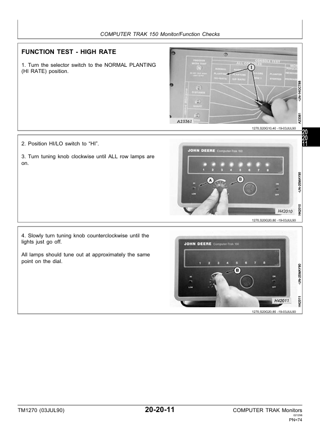 JOHN DEERE PLANTER MONITORING SYSTEM TECHNICAL MANUAL TM1270