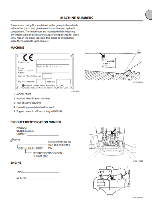 HITACHI ZAXIS 225USLC-3, 225USRLC HYDRAULIC EXCAVATOR OPERATOR MANUAL EM1U4EN12