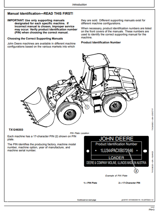 JOHN DEERE 344 P 4WD LOADER OPERATOR MANUAL OMT487737X019