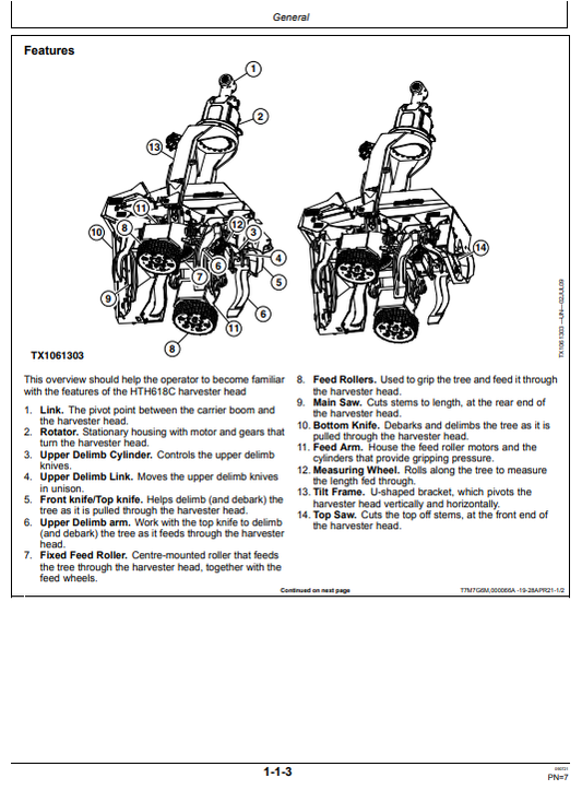 WARATAH HTH618C HARVESTER HEAD OPERATOR MANUAL WA116921