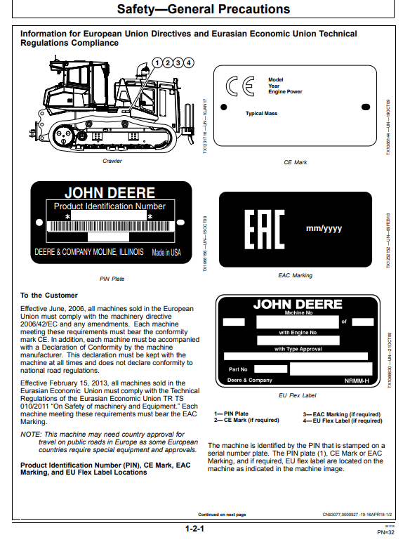 JOHN DEERE 1050K CRAWLER DOZER PIPELAYER READY OPERATOR MANUAL OMT389532X19