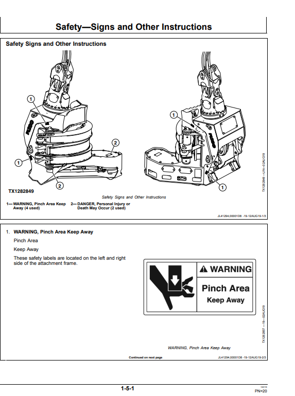 JOHN DEERE FL100 DIRECTIONAL FELLING HEAD OPERATOR MANUAL OMT435602X019