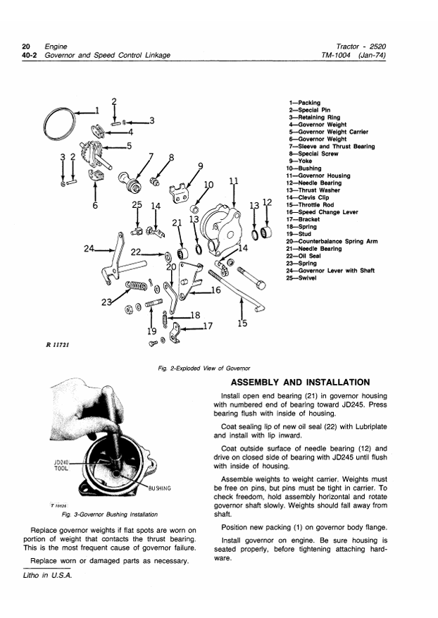 JOHN DEERE 2520 TRACTOR TECHNICAL MANUAL TM1004