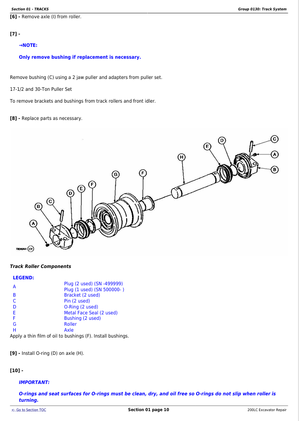 JOHN DEERE 200LC EXCAVATOR REPAIR TECHNICAL MANUAL TM1664