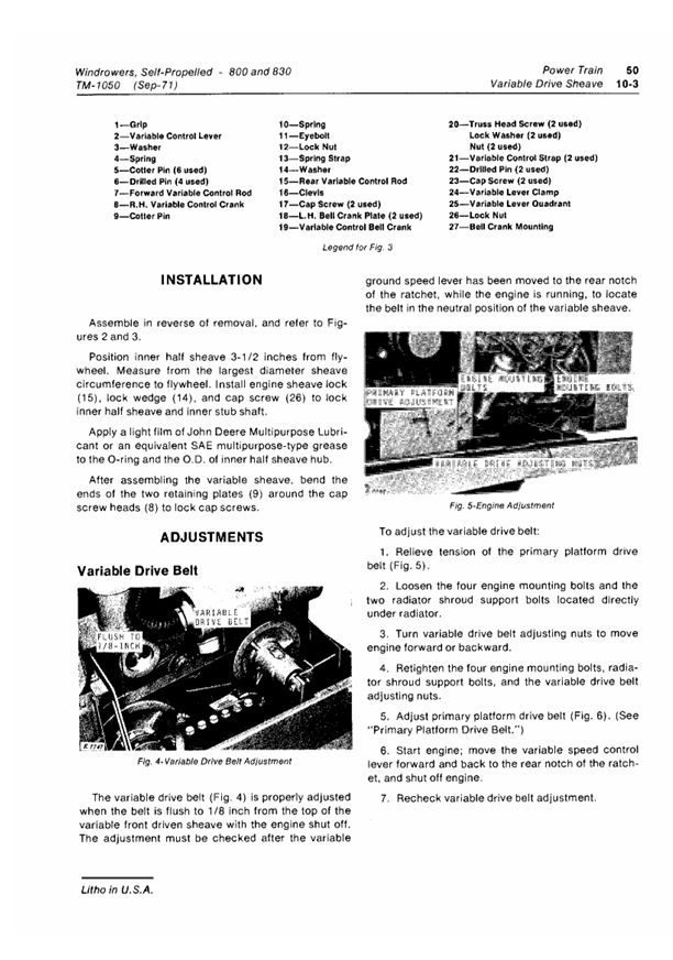 JOHN DEERE 800 AND 830 SELF-PROPELLED WINDROWER TECHNICAL MANUAL TM1050