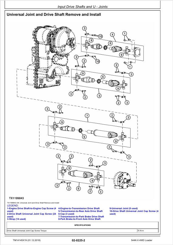 JOHN DEERE 544K-II 4WD LOADER REPAIR TECHNICAL MANUAL TM14145X19