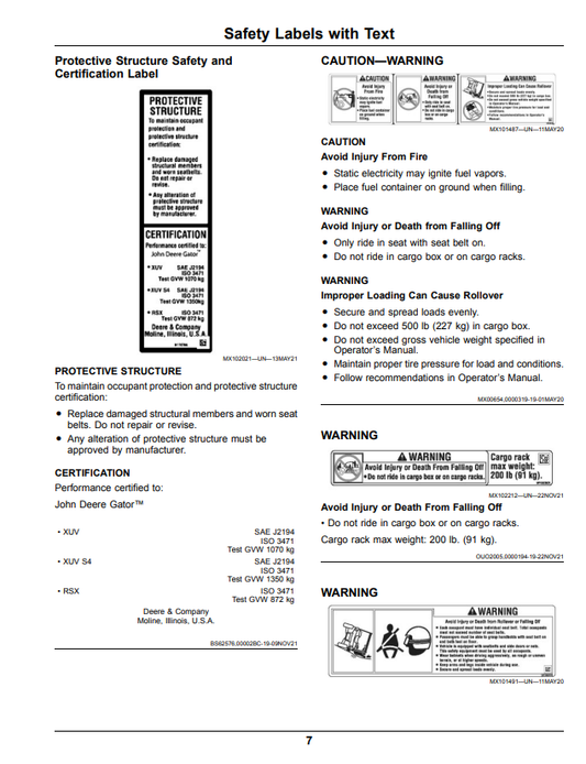 JOHN DEERE XUV560E, XUV560E S4 GATOR™ UTILITY VEHICLES OPERATOR MANUAL OMUC36882