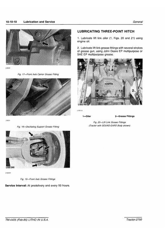 JOHN DEERE 2750 TRACTOR TECHNICAL MANUAL TM4405