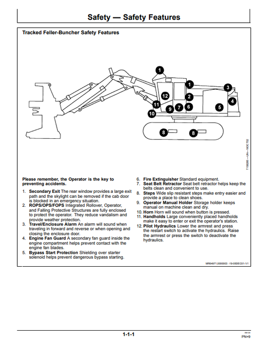 JOHN DEERE 853G/850 & 953G/950 FELLERBUNCHER OPERATOR MANUAL OMF387068