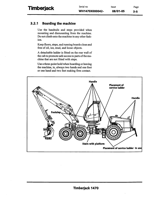 JOHN DEERE TIMBERJACK 1470 HARVESTER OPERATOR MANUAL F062401