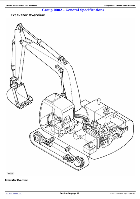 JOHN DEERE 230LC EXCAVATOR METRIC REPAIR TECHNICAL MANUAL TM1666