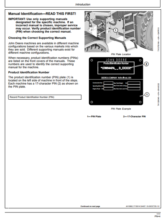 JOHN DEERE 844 P 4WD LOADER OPERATOR MANUAL OMT473523X019