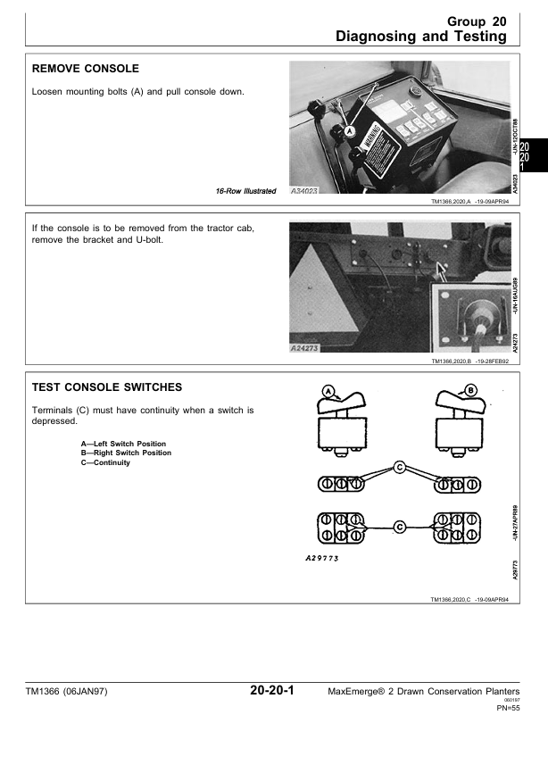 JOHN DEERE MAXEMERGE 2 7200 DRAWN CONSERVATION PLANTER TECHNICAL MANUAL TM1366