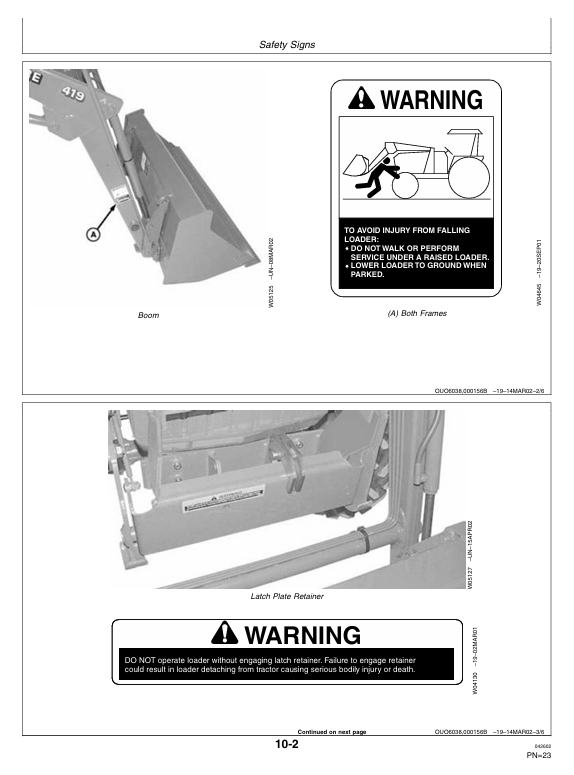 JOHN DEERE 419 LOADER OPERATOR MANUAL OMW48833