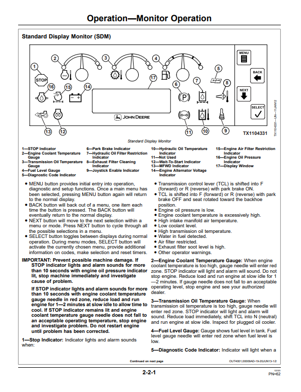 JOHN DEERE 410K BACKHOE LOADER OPERATOR MANUAL OMT281952