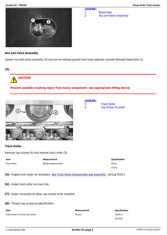 JOHN DEERE 470GLC EXCAVATOR WITH 6UZ1XZSA-01 ENGINE REPAIR TECHNICAL MANUAL TM12180