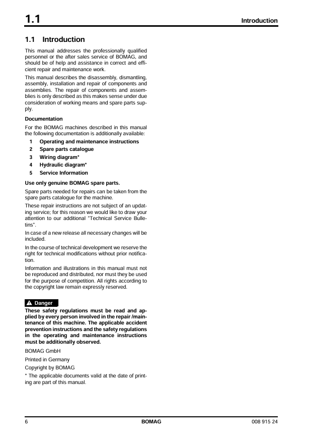 BOMAG BW125 AC-4 07.2010 Service Manual Download PDF