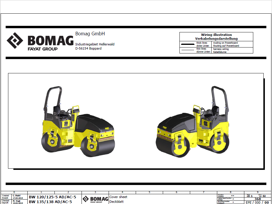 BOMAG BW 120 AC-5 Combination Roller Electric and Hydraulic Schematic Diagram Manual (SN: 101880491001 - 101880499999)