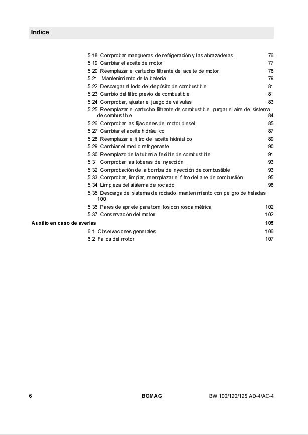 BOMAG BW 125AC-4 Roller Operating & Maintenance Manual 04.2008 PDF