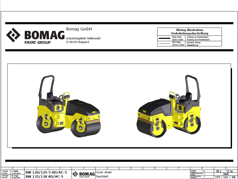 BOMAG BW 138 AD-5 Tandem Vibratory Roller Electric & Hydraulic Schematic Diagram Manual (Serial: 101650401001 - 101650409999)